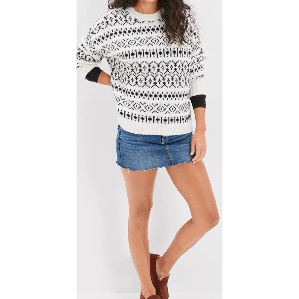 American Eagle‎ Womens Fair Isle Crew Neck Boxy Fit Sweater Sz M